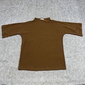 Bryn Walker Shirt Womens Small Brown Mock Neck Bamboo Organic Cotton Made USA